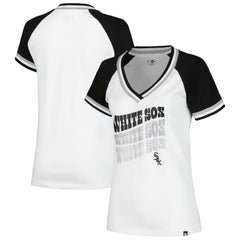 Chicago White Sox Women's Jersey Double Binding Raglan V-Neck T-Shirt White | New Era