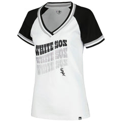 Chicago White Sox Women's Jersey Double Binding Raglan V-Neck T-Shirt White | New Era