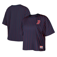 Boston Red Sox Women's Boxy Pinstripe T-Shirt Navy | New Era
