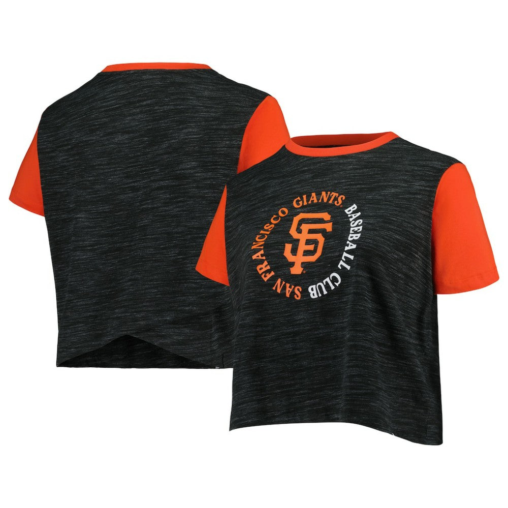 San Francisco Giants Women's Plus Size Crossover Back Cropped T-Shirt Black | New Era