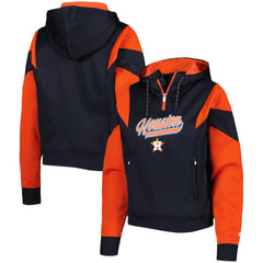 Houston Astros Women's Color Block Fleece Quarter-Zip Hoodie Navy | New Era