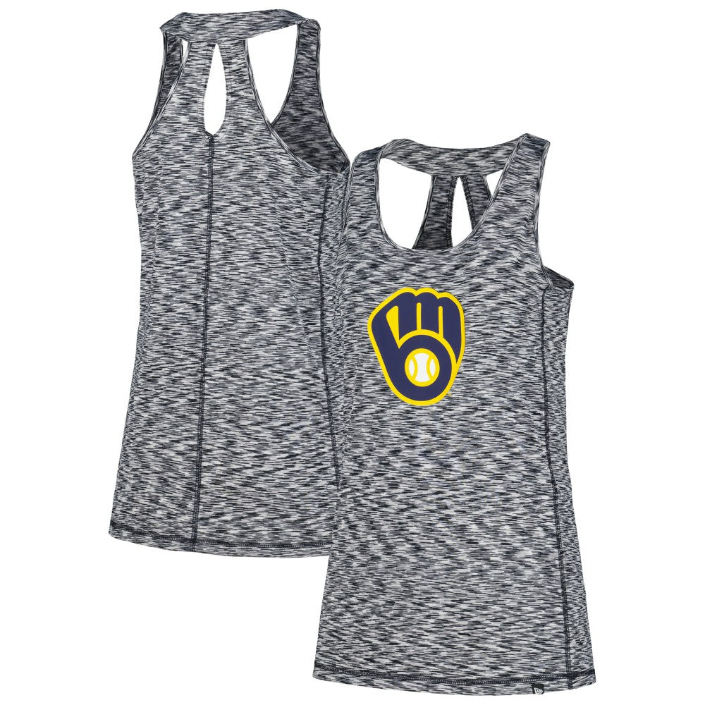 Milwaukee Brewers Women's Space Dye Keyhole Back Tank Top Navy | New Era