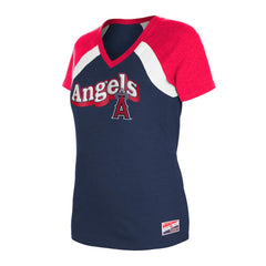 Los Angeles Angels Women's Heathered Raglan V-Neck T-Shirt Navy | New Era