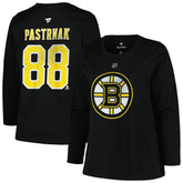 Boston Bruins Profile Women's Plus Size Distressed Printed Name & Number Long Sleeve T-Shirt Black