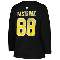 Boston Bruins Profile Women's Plus Size Distressed Printed Name & Number Long Sleeve T-Shirt Black