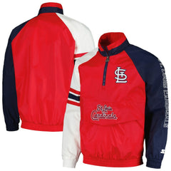 St. Louis Cardinals Starter Elite Raglan Half-Zip Jacket Red/Navy