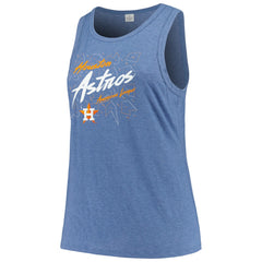 Houston Astros Soft as a Grape Women's Plus Size Curvy High Neck Tri-Blend Tank Top Navy