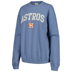 Houston Astros Soft as a Grape Women's Pigment Dye Pullover Sweatshirt Navy