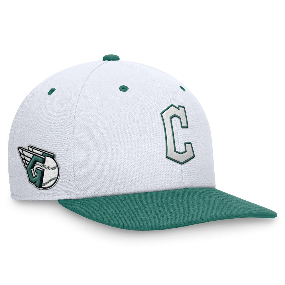 Cleveland Guardians Bicoastal Two-Tone Pro Performance Snapback Hat White/Green | Nike