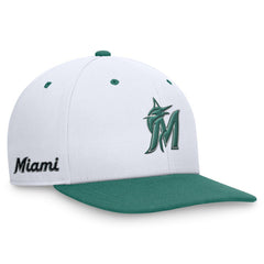 Miami Marlins Bicoastal Two-Tone Pro Performance Snapback Hat White/Green | Nike