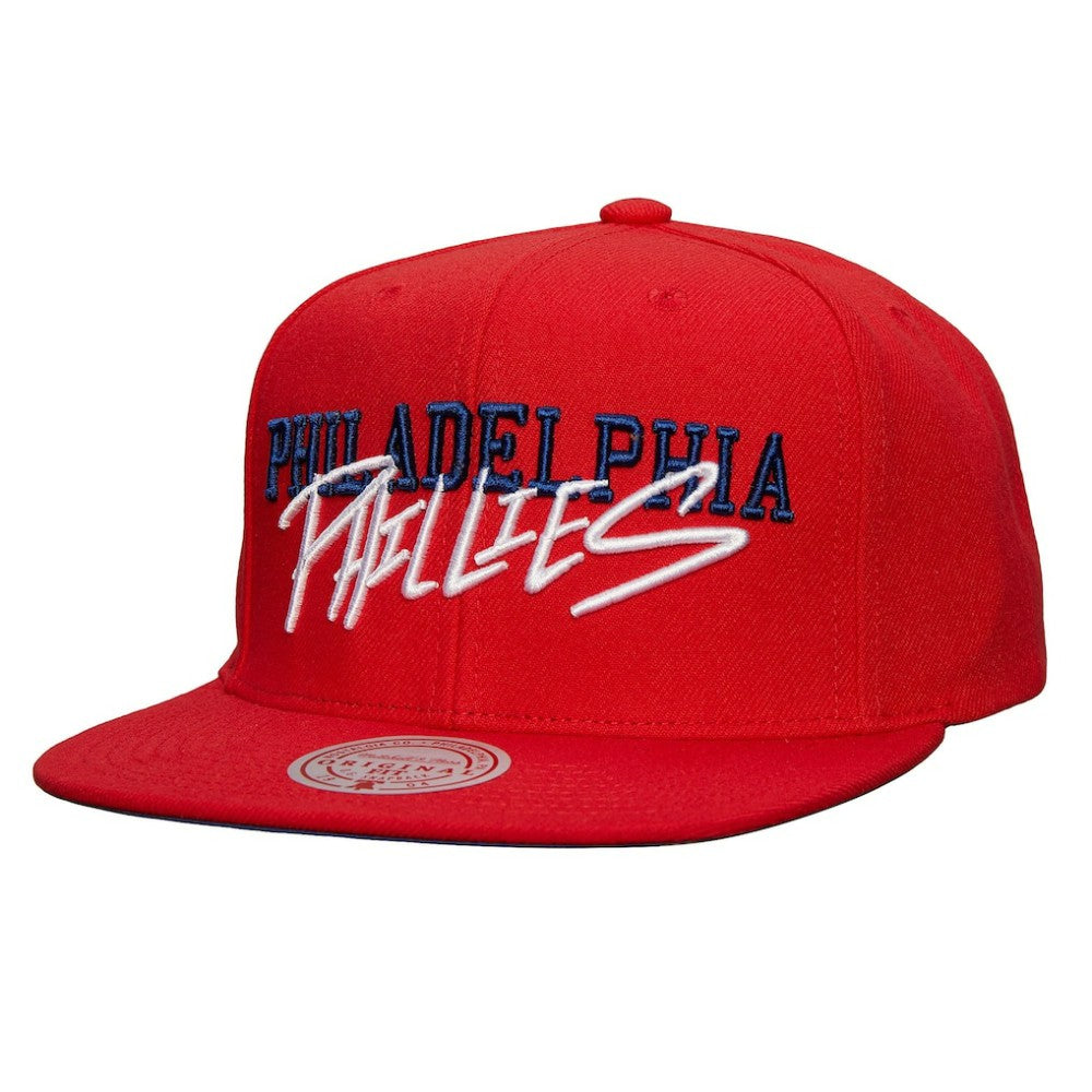 Philadelphia Phillies Team Tagged Snapback Hat Red | Mitchell & Ness