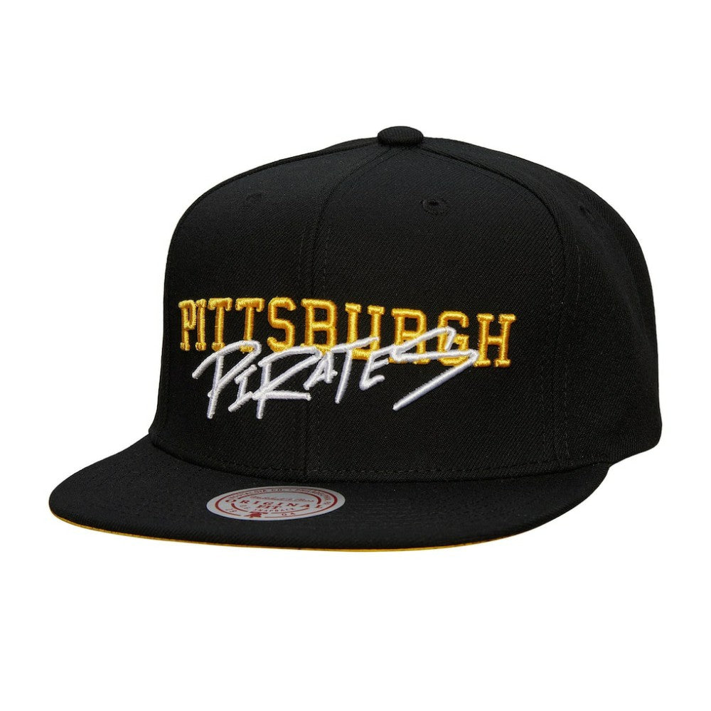 Pittsburgh Pirates Team Tagged Snapback Hat Black | Mitchell & Ness