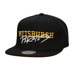 Pittsburgh Pirates Team Tagged Snapback Hat Black | Mitchell & Ness