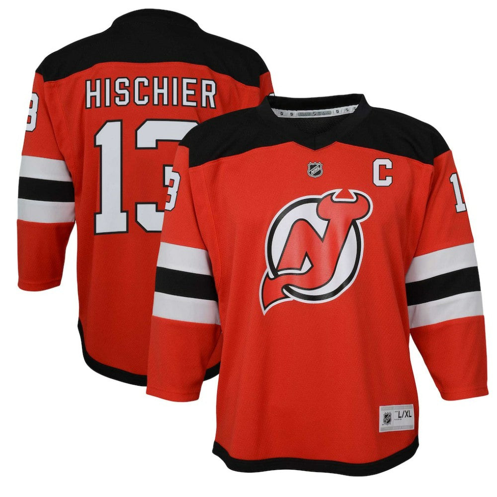 Nico Hischier New Jersey Devils Youth Captain Patch Home Replica Player Jersey Red