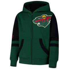 Minnesota Wild Youth Face Off Full-Zip Hoodie Green