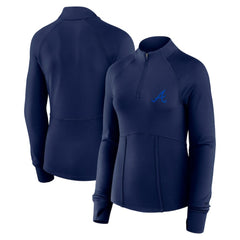 Atlanta Braves Women's Elements Raglan Tri-Blend Quarter-Zip Top Navy