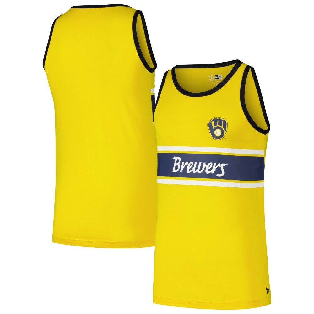 Milwaukee Brewers Jersey Ringer Tank Top Gold | New Era
