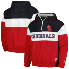 St. Louis Cardinals Ripstop Raglan Quarter-Zip Hoodie Windbreaker Jacket Red | New Era