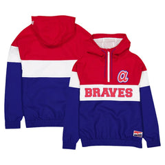 Atlanta Braves Ripstop Raglan Quarter-Zip Hoodie Windbreaker Jacket Blue | New Era