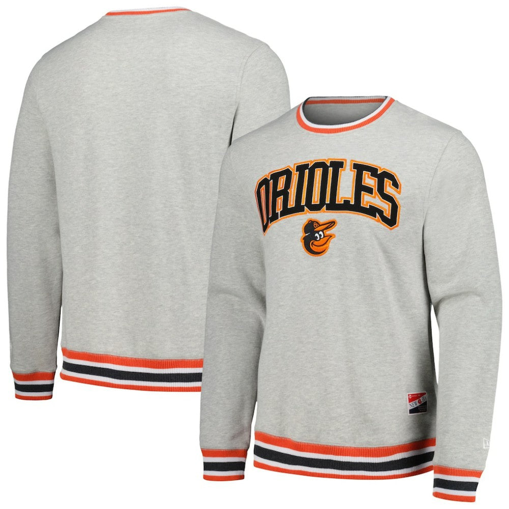 Baltimore Orioles Throwback Classic Pullover Sweatshirt Heather Gray | New Era