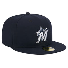 Miami Marlins White Logo 59FIFTY Fitted Hat Navy | New Era