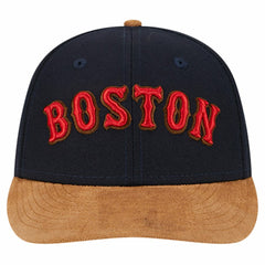 Boston Red Sox Team Suede Visor Low Profile 59FIFTY Fitted Hat Navy | New Era