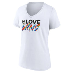 Chicago Cubs Women's Love Wins V-Neck T-Shirt White