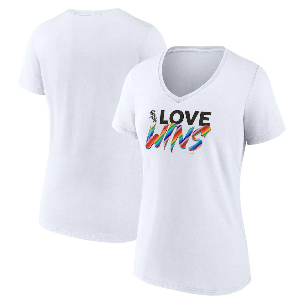 Chicago White Sox Women's Love Wins V-Neck T-Shirt White