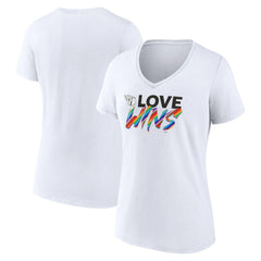Cleveland Guardians Women's Love Wins V-Neck T-Shirt White