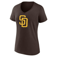 San Diego Padres Women's Mother's Day #1 Mom V-Neck T-Shirt Brown