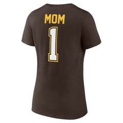San Diego Padres Women's Mother's Day #1 Mom V-Neck T-Shirt Brown