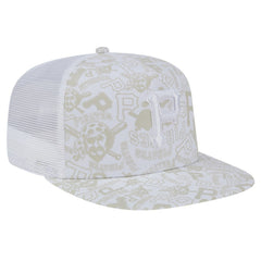 Pittsburgh Pirates Logo Dunes A-Frame Trucker 9FIFTY Snapback Hat White | New Era
