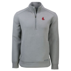 Boston Red Sox Cutter & Buck Cooperstown Collection Roam Eco Recycled Quarter-Zip Pullover Gray