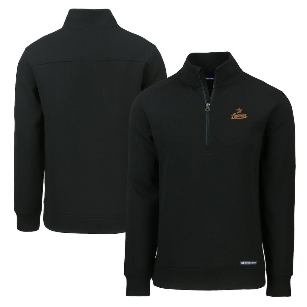Houston Astros Cutter & Buck Cooperstown Collection Roam Eco Recycled Quarter-Zip Pullover Black
