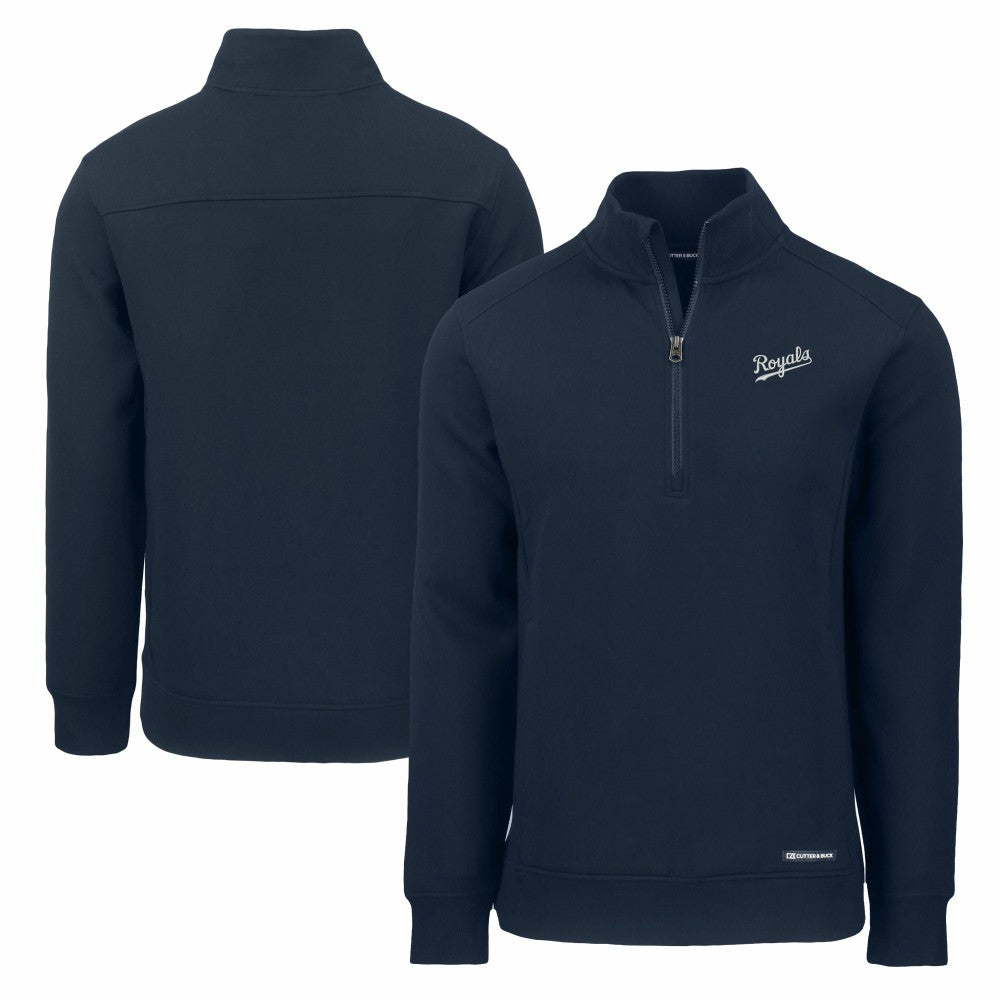Kansas City Royals Cutter & Buck Cooperstown Collection Roam Eco Recycled Quarter-Zip Pullover Navy