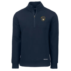 Milwaukee Brewers Cutter & Buck Roam Eco Recycled Quarter-Zip Pullover Navy