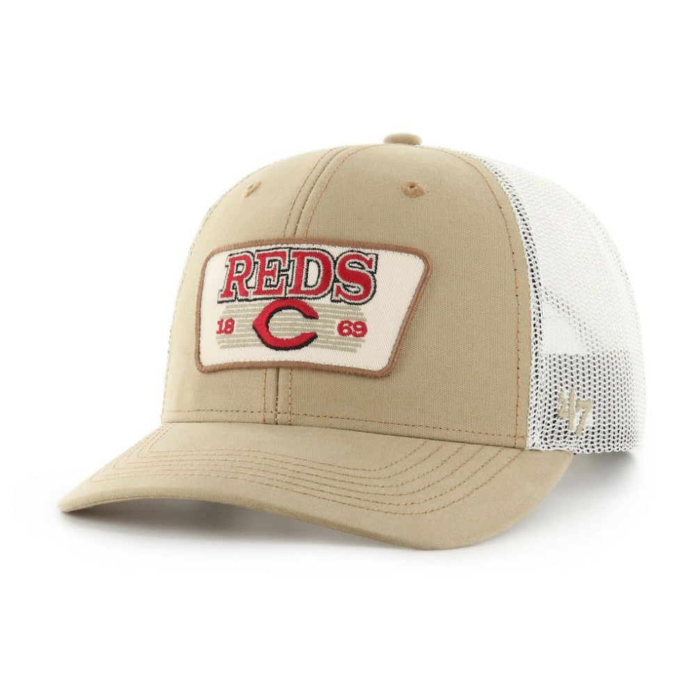 Cincinnati Reds Ridgewood Trucker Adjustable Hats Khaki | 47 brand