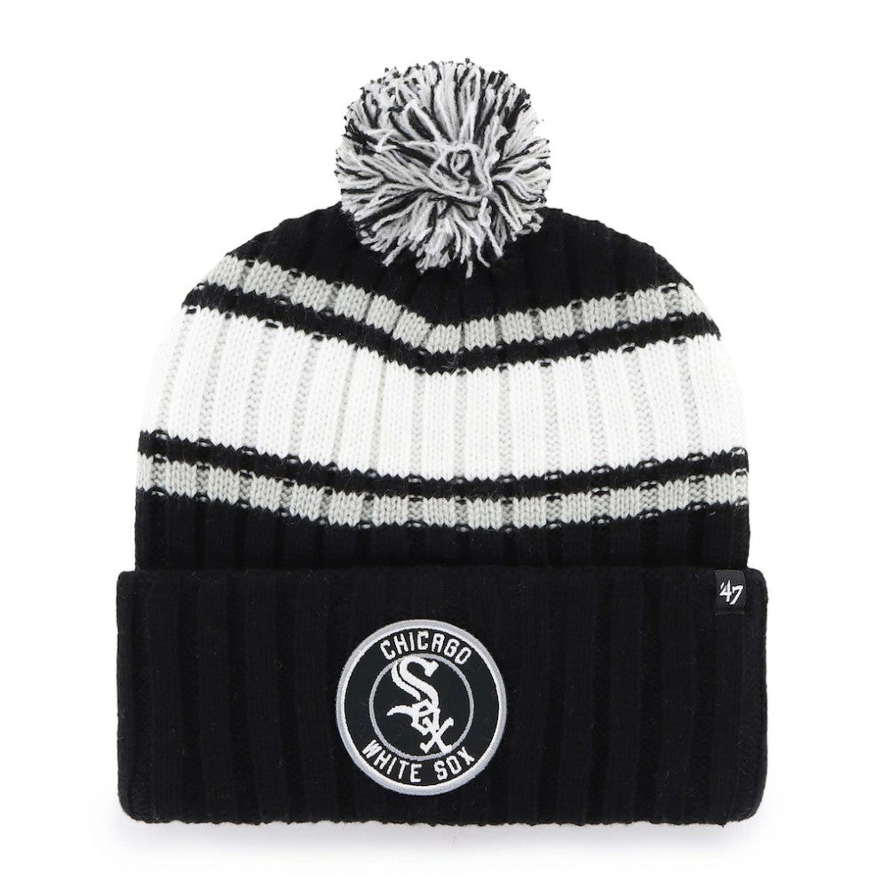 Chicago White Sox Plateau Cuffed Knit Hat with Pom Black | 47 brand
