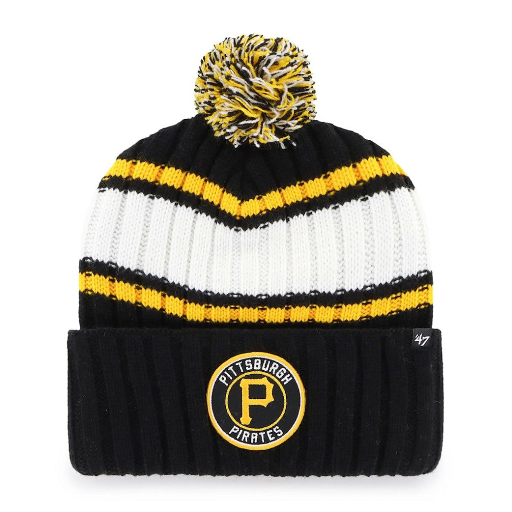 Pittsburgh Pirates Plateau Cuffed Knit Hat with Pom Black | 47 brand