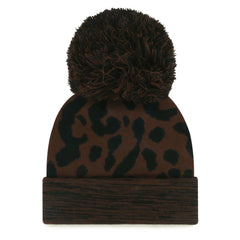 Cleveland Guardians Women's Rosette Cuffed Knit Hat with Pom Brown | 47 brand