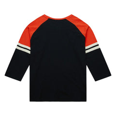 Baltimore Orioles Cooperstown Collection Legendary Raglan Slub Henley 3/4-Sleeve T-Shirt Black | Mitchell & Ness