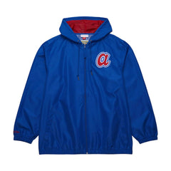 Atlanta Braves Cooperstown Collection Vintage Logo Full-Zip Hoodie Windbreaker Jacket Royal | Mitchell & Ness