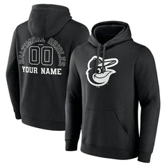 Baltimore Orioles Monochrome Personalized Name & Number Pullover Hoodie Black