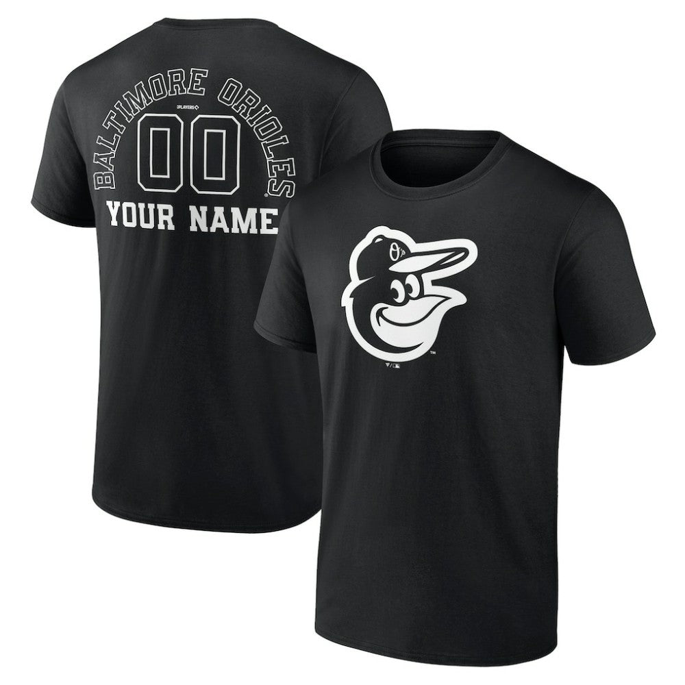 Baltimore Orioles Monochrome Personalized Name & Number T-Shirt Black