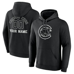 Chicago Cubs Monochrome Personalized Name & Number Pullover Hoodie Black