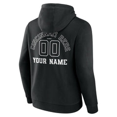 Cincinnati Reds Monochrome Personalized Name & Number Pullover Hoodie Black