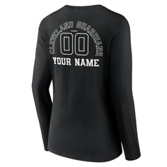 Cleveland Guardians Women's Monochrome Personalized Name & Number Long Sleeve V-Neck T-Shirt Black