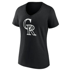 Colorado Rockies Women's Monochrome Personalized Name & Number V-Neck T-Shirt Black
