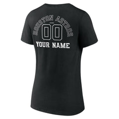 Houston Astros Women's Monochrome Personalized Name & Number V-Neck T-Shirt Black