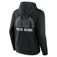 Kansas City Royals Monochrome Personalized Name & Number Pullover Hoodie Black